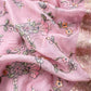 Pink  Handloom Mulmul With Pitta Work With Chidiya Thread Embroidery
