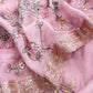 Pink  Handloom Mulmul With Pitta Work With Chidiya Thread Embroidery