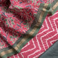 Hunter Green Ajrakh And Leheriya Handloom Maheshwari Silk Suit Fabric