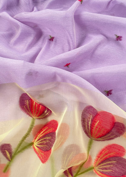 linen chanderi suit with jamdani weaving

