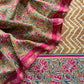 Peanut Brown And Red Ajrakh And Leheriya Handloom Maheshwari Silk Suit Fabric