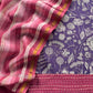Purple And Red Block Print Handloom Maheshwari Silk Suit With Kantha Work