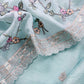 Sky Blue Handloom Mulmul With Pitta Work With Chidiya Thread Embroidery