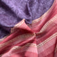 Purple And Red Block Print Handloom Maheshwari Silk Suit With Kantha Work
