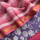 Purple And Red Block Print Handloom Maheshwari Silk Suit With Kantha Work
