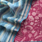 Red And Green Block Print Handloom Maheshwari Silk Suit With Kantha Work