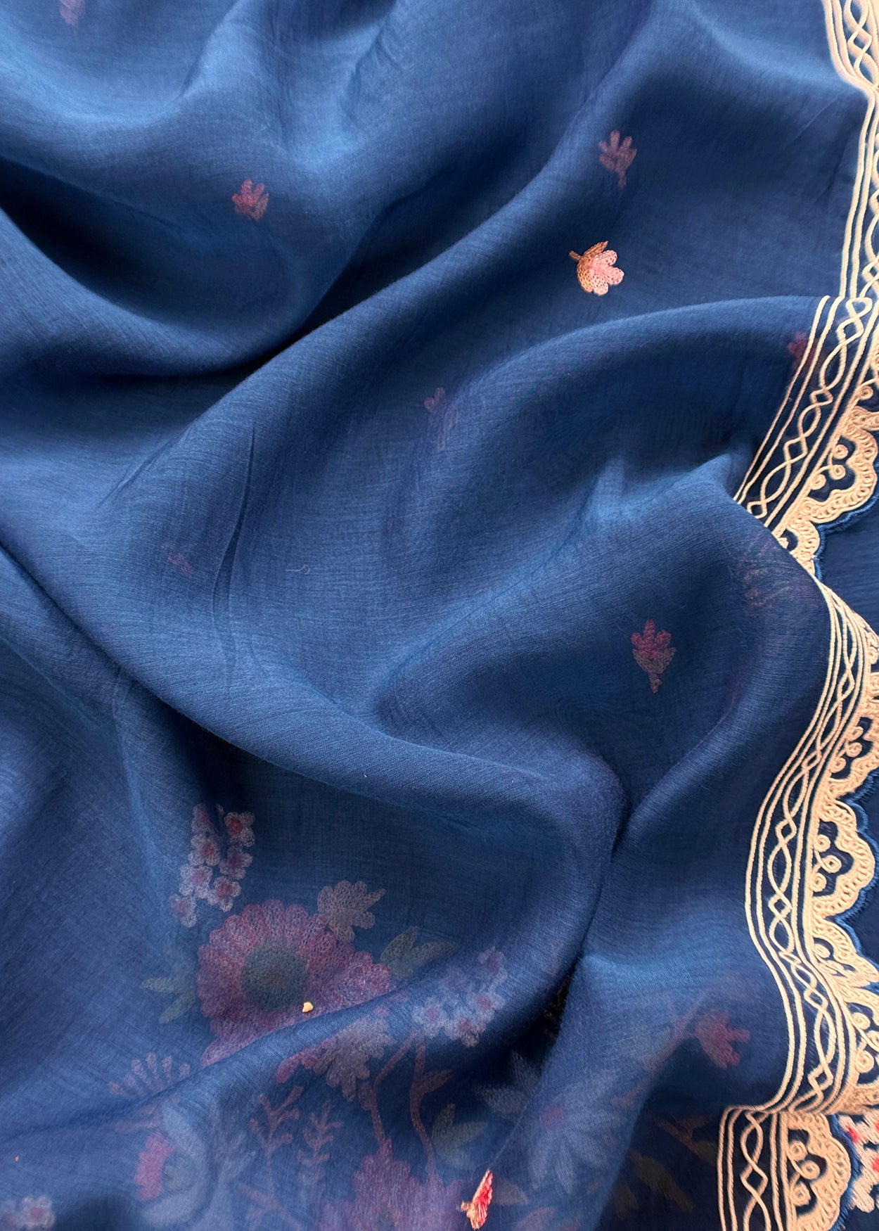 Summer wear mulmul unstitched suit with dupatta

