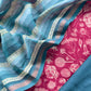 Red And Green Block Print Handloom Maheshwari Silk Suit With Kantha Work