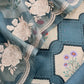Steel Blue Handloom Kora Silk Suit With Parsi Embroidery