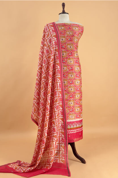 Maheshwari Silk Suit In Patola With Zari Weaving