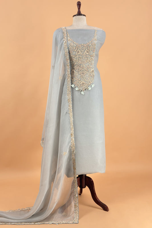 Premium quality kora silk unstitched suit with dupatta

