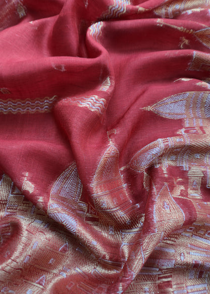 Maroon Premium Kani Silk Suit With Kani Zari Weaving