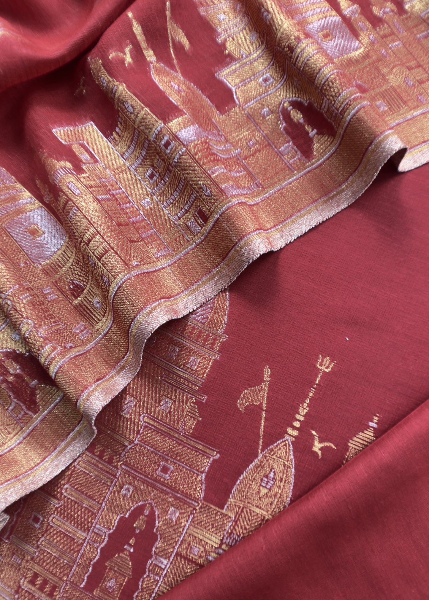 Maroon Premium Kani Silk Suit With Kani Zari Weaving