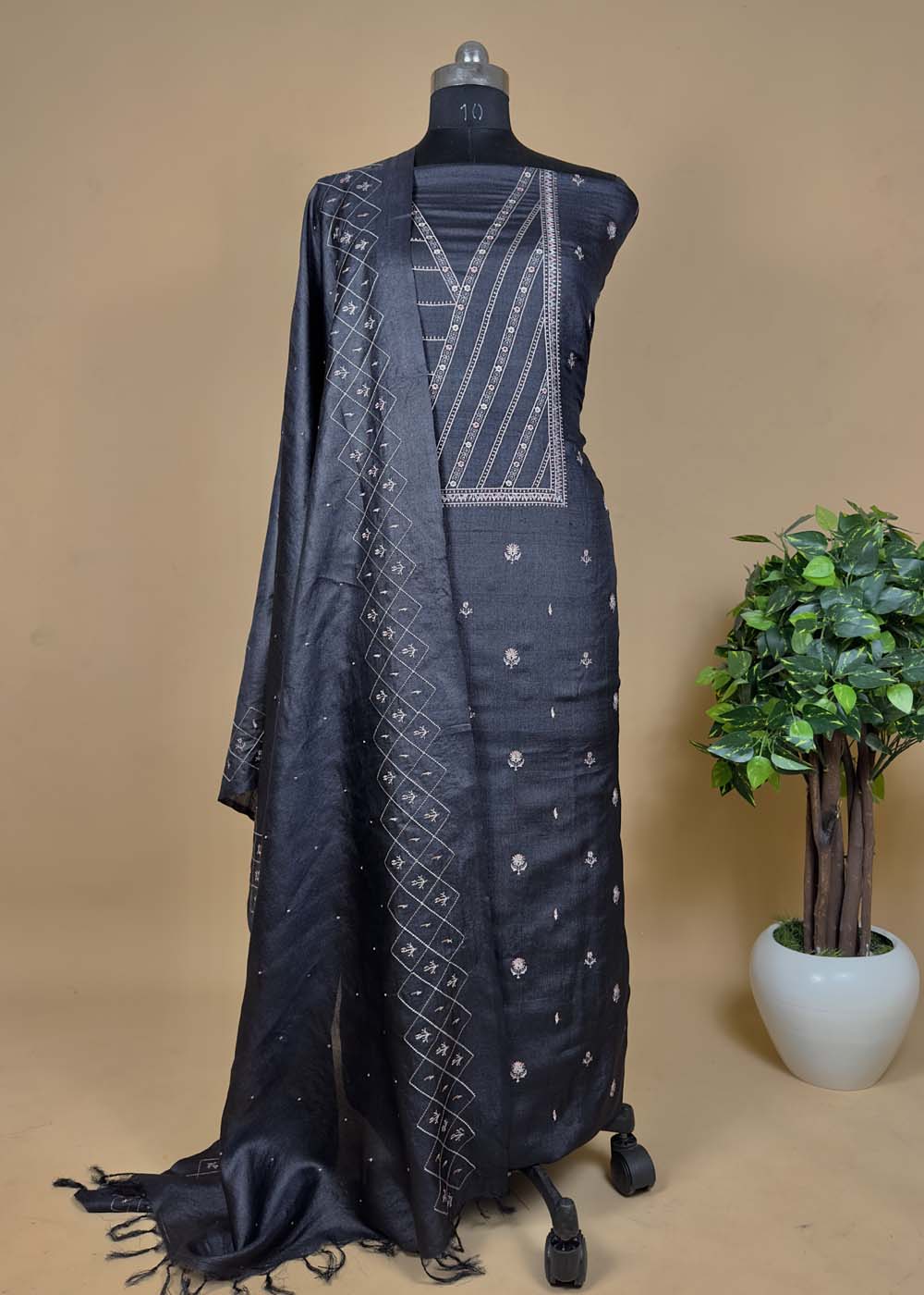 Tussar Suit Set with Designer Dupatta 