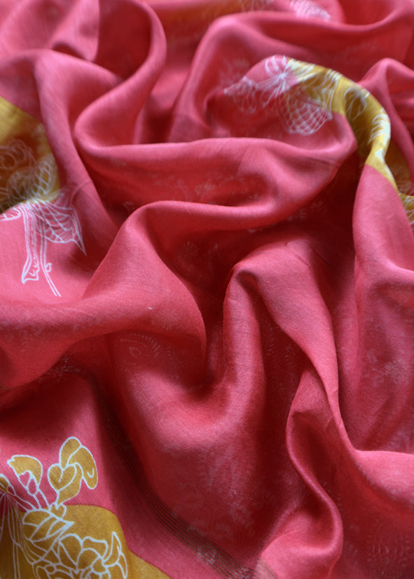 Red Pure Maheshwari Silk Suit With Banarasi Bootis