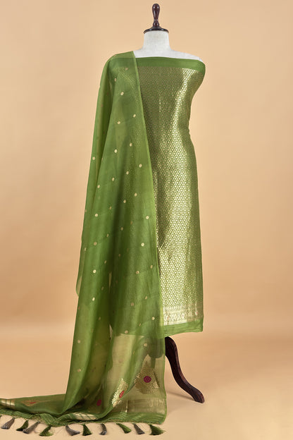 Green Pure Brocade Silk Suit With Kora Silk Dupatta