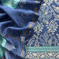 Blue Pure Maheshwari Silk Suit With Banarasi Bootis