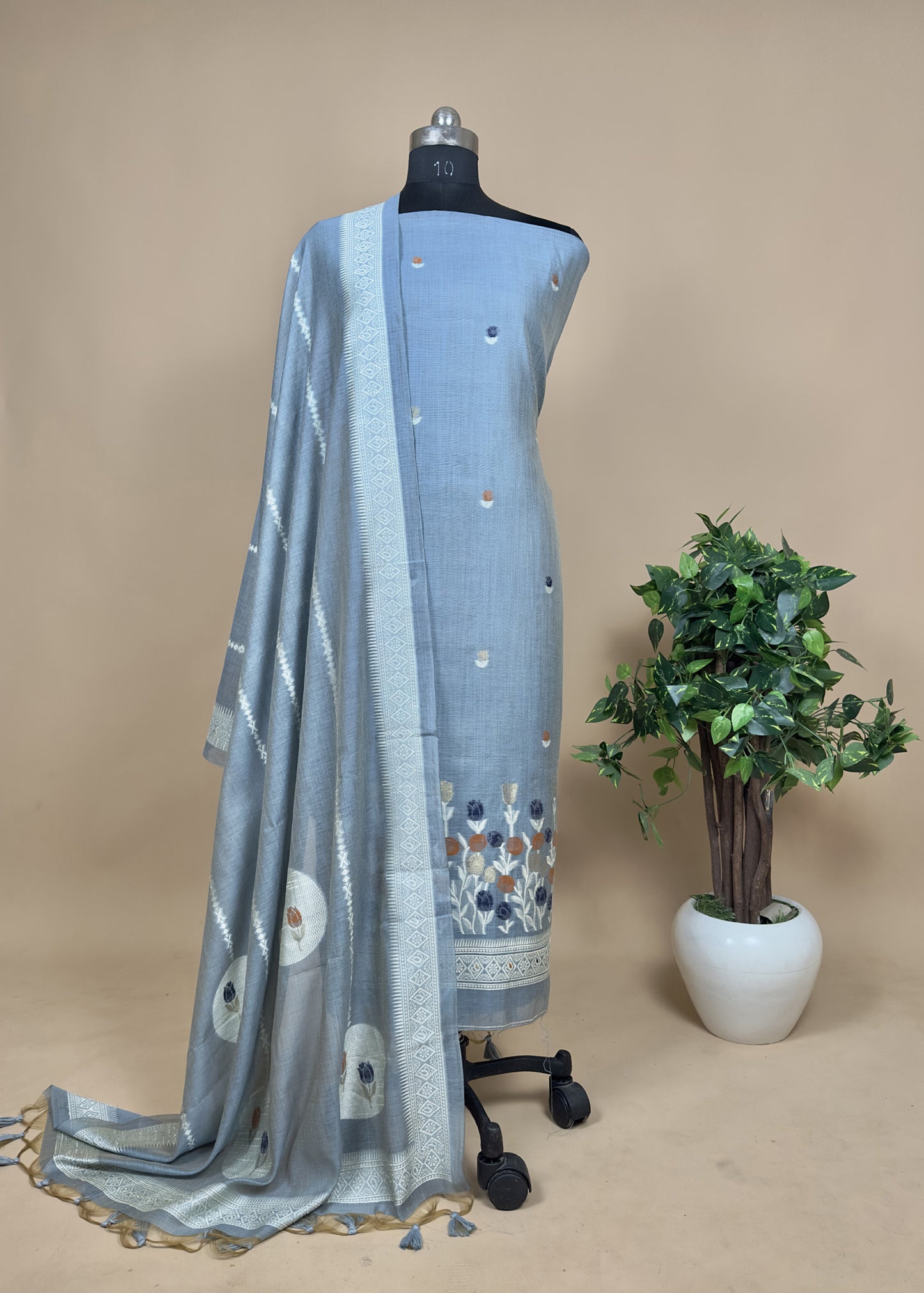 Blue Jamdani Salwar Kameez With Dupatta