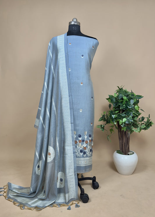 Blue Jamdani Salwar Kameez With Dupatta