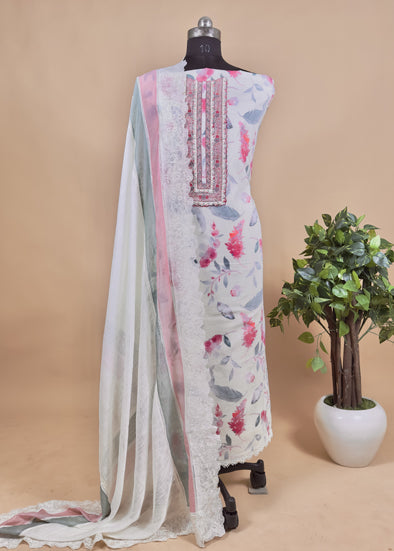 EMBROIDERED LINEN SUIT FOR WOMEN