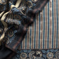Black Pure Maheshwari Silk Unstitched Suit fabric with Banarasi bootis and Kalamkari print