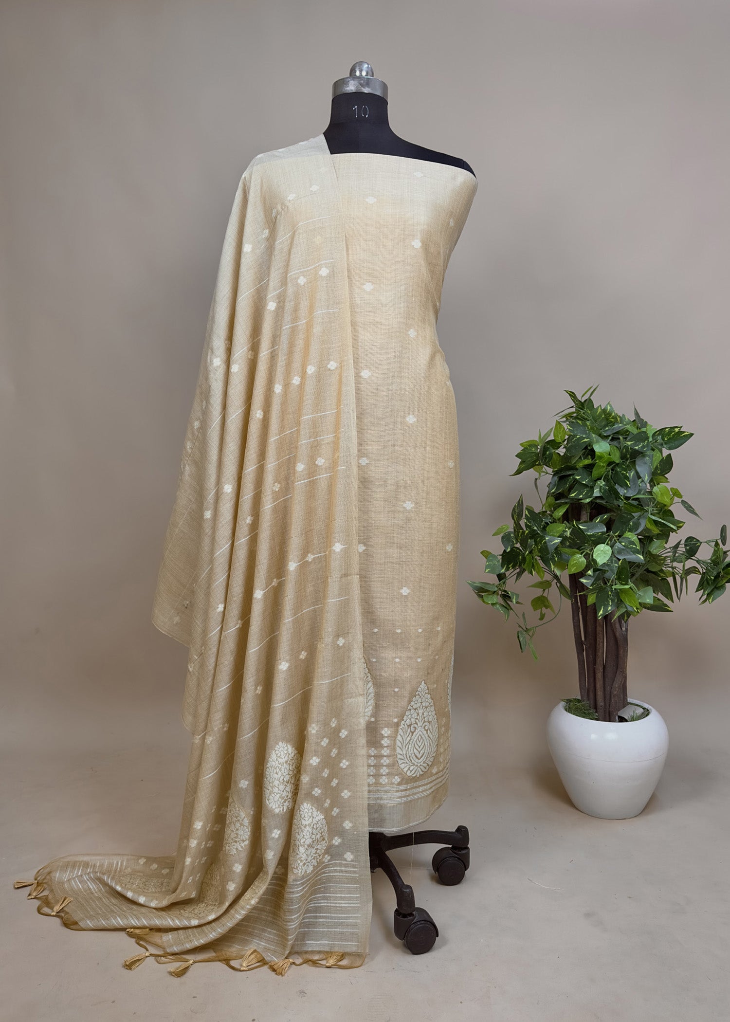 Beige jamdani Salwar Kameez With Dupatta Kalasheel