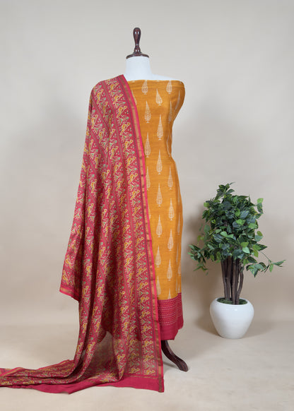 Green Handblock Maheshwari Silk Suit With Patola Dupatta