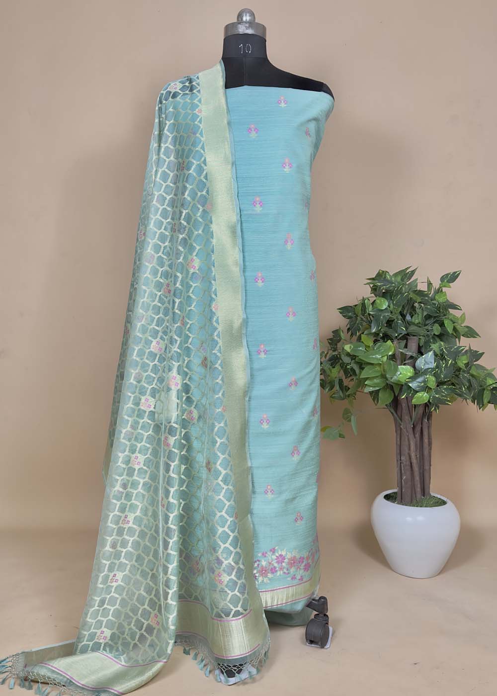 Ekaya Banarasi Blue suit with dupatta 