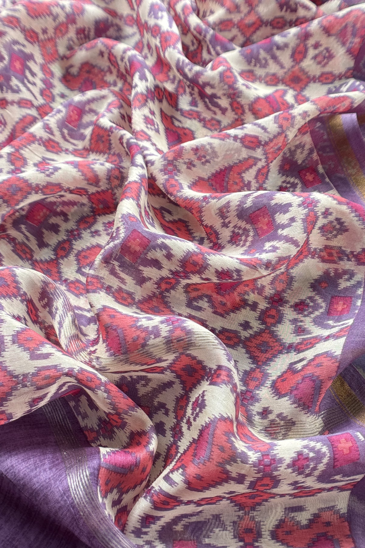 Maheshwari Silk Suit In Patola With Zari Weaving