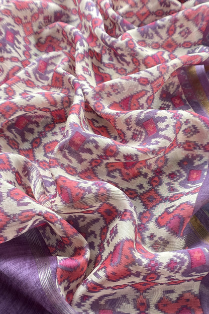 Maheshwari Silk Suit In Patola With Zari Weaving