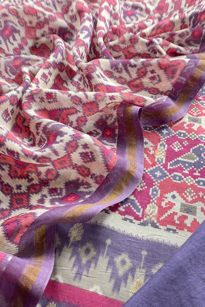 Maheshwari Silk Suit In Patola With Zari Weaving