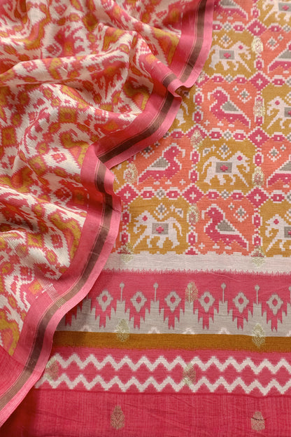 Maheshwari Silk Suit In Patola With Zari Weaving