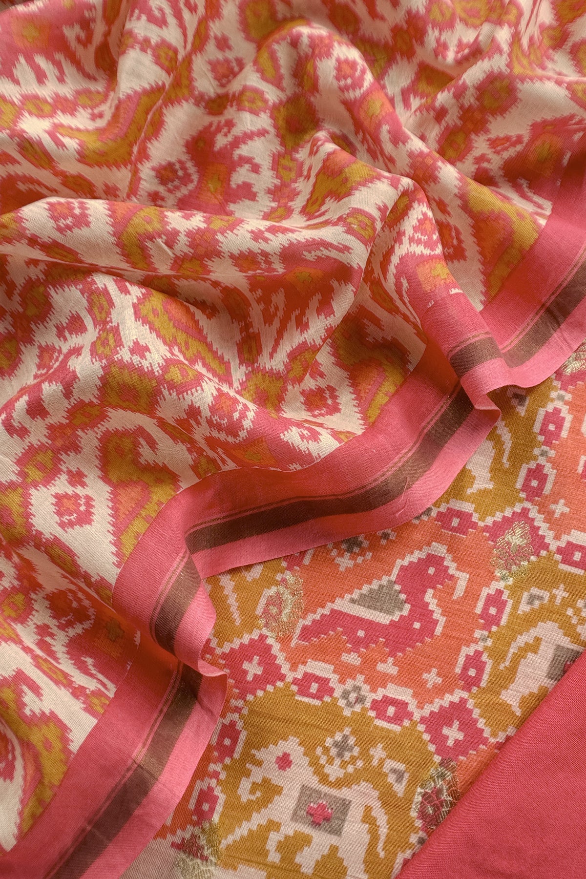 Maheshwari Silk Suit In Patola With Zari Weaving