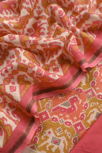 Maheshwari Silk Suit In Patola With Zari Weaving