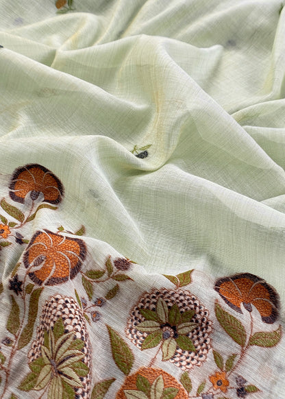 Chanderi suit fabric with jamdani weaving

