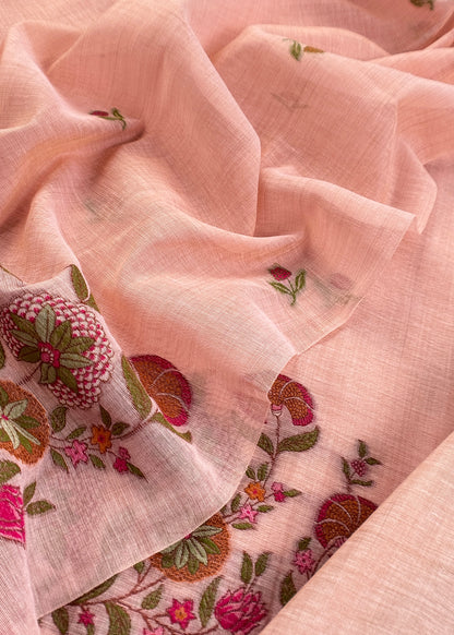 Chanderi suit fabric with jamdani weaving

