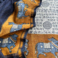 Blue Pure Maheshwari Silk Suit With Dupatta