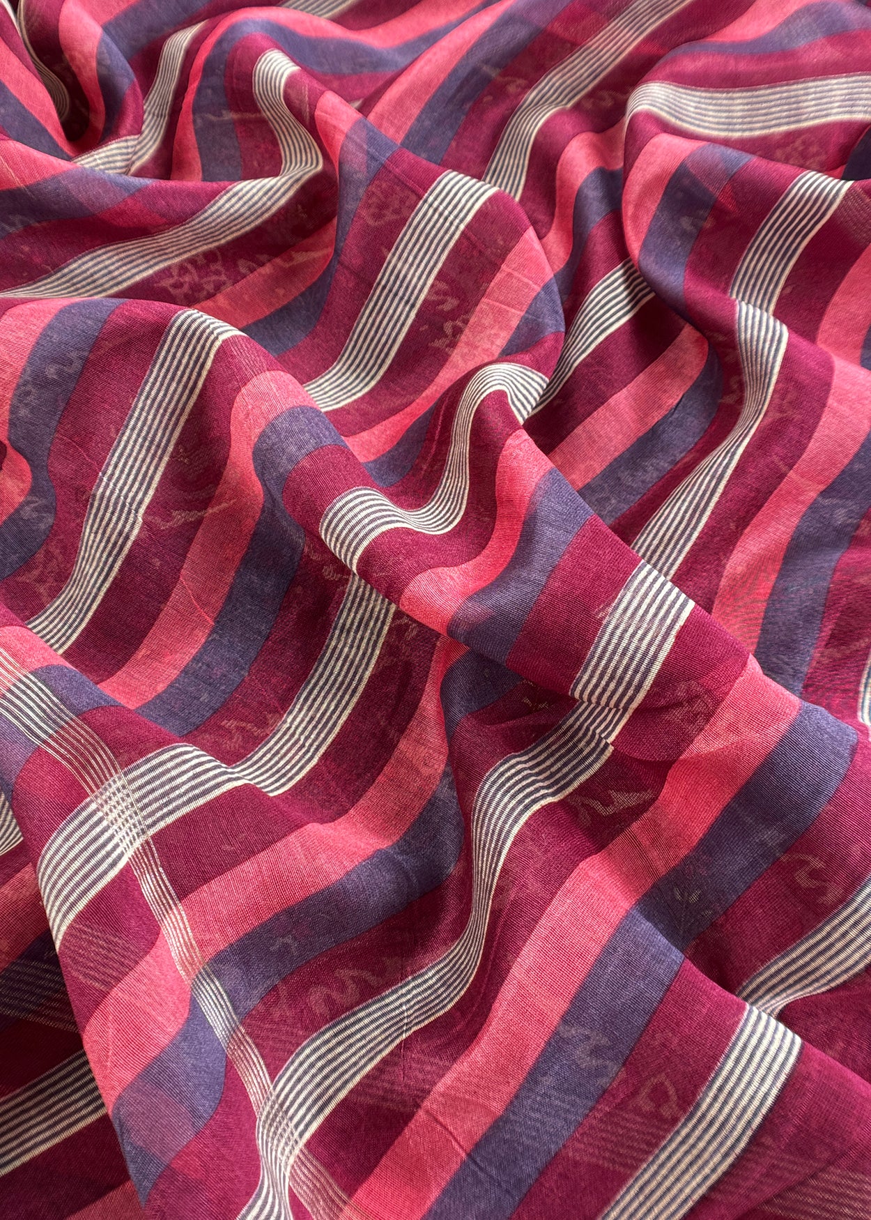 Purple Pure Maheshwari Silk Suit In Hand-Block Print With Dupatta