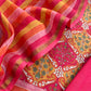 Red Pure Maheshwari Silk Suit In Hand-Block Print With Dupatta