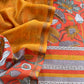 Orange With Yellow Pure Maheshwari Silk Unstitched Suit With Dupatta