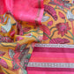 Yellow With Red Pure Maheshwari Silk Unstitched Suit With Dupatta