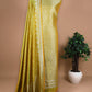 Yellow Green Katan Silk Suit with Brocade Weaving