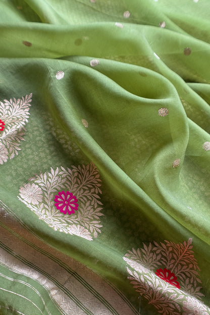 Green Pure Brocade Silk Suit With Kora Silk Dupatta