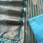 Aqua Green Tissue Silk Unstitched Suit With Crush Tissue Dupatta