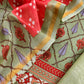 Jade Green Hand-Block Print Pure Maheshwari Silk Suit With Bandhani Dupatta