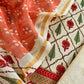 Off White Hand-Block Print Pure Maheshwari Silk Suit With Bandhani Dupatta