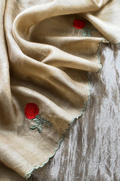 Sage Green Handloom Tissue Silk Suit With Kora Silk Dupatta