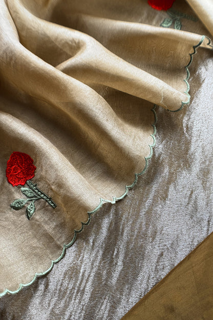Sage Green Handloom Tissue Silk Suit With Kora Silk Dupatta