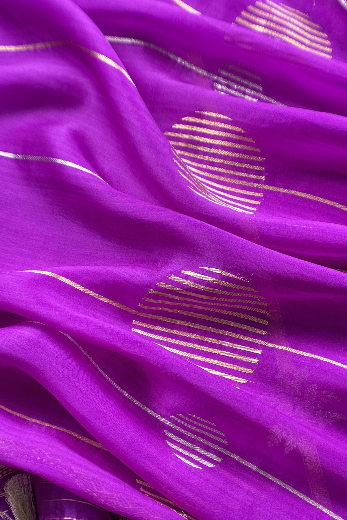 Purple Handloom Designer Kora Silk Suit With Sonarupa Kadwa Weaving
