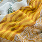 Yellow Pure Mulmul Unstitched Suit Fabric With Floral Print